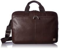 Knomo Luggage Men's Knomo Brompton Classic Newbury Full Leather Single Zip Brief 15"-Brown Briefcase, One Size