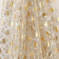 Deconovo DIY Table Pads Voile Fabric Organza Glittering Sheer Tablecloth for Christmas Tree Festival Wedding Decorations Party Supplies, 59W x 118L Inch, Gold Bell