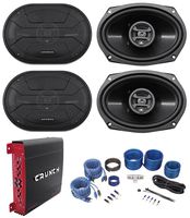 (4) Hifonics ZS693 6x9 1600 Watt Car Audio Speakers+4-Channel Amplifier+Amp Kit