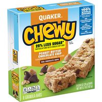 Quaker Chewy Granola Bars, 25% Less Sugar, Peanut Butter Chocolate Chip, 8 Bars