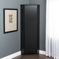Prepac Elite Corner Storage Cabinet, Tall 2-Door, Black