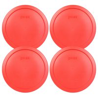Pyrex 7402-PC Red Round Storage Replacement Lid Cover fits 6 & 7 Cup 7" Dia. Round (4-Pack)