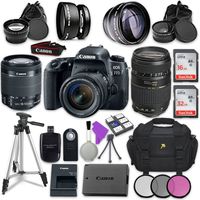 Canon EOS 77D 24.2 MP Digital SLR Camera with Wi-Fi & Bluetooth + Canon EF-S 18-55mm is STM Lens + Tamron Zoom Telephoto AF 70-300mm f/4-5.6 Autofocus Lens + Accessory Bundle