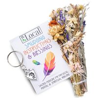 JL Local Whispers of The Wild 8" Flower Sage Smudge Stick + Kokopelli Keychain - Floral Smudging Kit Beautiful Mixed Wildflower | Incense for Healing, Cleansing, Blessing, Protection, Meditation