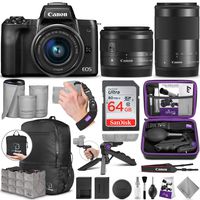 Canon EOS M50 Mirrorless Digital Camera and EF-M 15-45mm Lens + Canon EF-M 55-200mm f/4.5-6.3 is STM Lens with Altura Photo Advanced Accessory and Travel Bundle