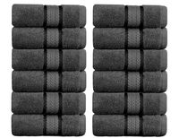 COTTON CRAFT Ultra Soft 12 Pack Wash Cloths 12x12 Charcoal Weighs 2 Ounces Each - 100% Pure Ringspun Cotton - Luxurious Rayon Trim - Ideal for Everyday use - Easy Care Machine wash