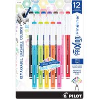 Pilot FriXion Fineliner Erasable Marker Pens, Fine Point, Assorted Color Inks, 12-Pack (11452)