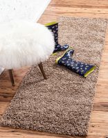 Unique Loom Solo Solid Shag Collection Modern Plush Sandy Brown Runner Rug (2' 6 x 13' 0)