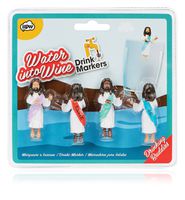 NPW Drinking Buddies Cocktail/Wine Glass Markers, 4-Count, Water Into Wine Jesus Buddies