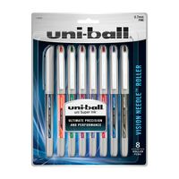uni-ball Vision Needle Rollerball Pens, Fine Point (0.7mm), Assorted Colors, 8 Count - 1734916
