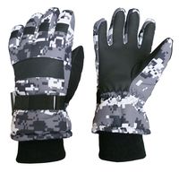 N'Ice Caps Kids Cold Weather Waterproof Camo Print Thinsulate Ski Gloves (Black/Grey Digital Camo, 5-6 Years)