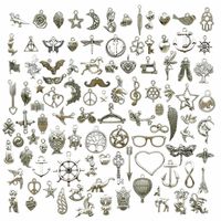 100g (About 100pcs) Craft Supplies Small Antique Silver Charms Pendants for Crafting, Jewelry Findings Making Accessory for DIY Necklace Bracelet M97