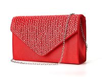 Nodykka Women Evening Envelope Rhinestone Frosted Handbag Party Bridal Clutch Purse Shoulder Cross Body Bag