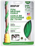 WRAP-ON Pipe Heating Cable - 24-Feet, 120 Volt, Built-in Thermostat, Low Wattage - 31024