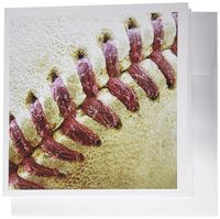 3dRose Closeup Red Seams On Baseball - Greeting Cards, 6 x 6 inches, set of 12 (gc_47841_2)