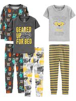 Simple Joys by Carter's Boys' Toddler 6-Piece Snug Fit Cotton Pajama Set, construction, 4T