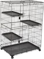 AmazonBasics Large 3-Tier Cat Cage Playpen Box Crate Kennel - 36 x 22 x 51 Inches, Black