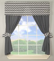Baby Doll Bedding Chevron Window Valance and Curtain Set, Grey