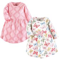 Touched by Nature Girls, Toddler, and Baby Organic Cotton Short-Sleeve Dresses, Butterflies, 2 Toddler