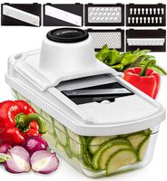 Mandoline Slicer Vegetable Slicer Mandoline - Potato Slicer Food Slicer Veggie Slicer Cutter Slicers for Fruits and Vegetables - Fruit Slicer Onion Slicer Julienne Slicer with Glass Container