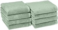 AmazonBasics Quick-Dry Hand Towels, 100% Cotton, Set of 8, Seafoam Green
