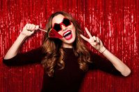 Iridescent Red Foil Fringe Curtains 3 x 8 Feet Metallic Tinsel Photo Booth Props 3 Pack Valentines Day Party Supplies for Wedding Birthday Baby Shower Party Decorations