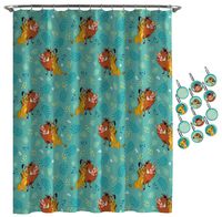 Jay Franco Disney Lion King Fun in The Sun Shower Curtain & 12-Piece Hook Set & Easy Use - Kids Bath Features Simba, Pumbaa, Timone - (Official Disney Product)
