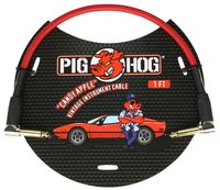 Pig Hog PCH1CAR Right-Angle 1/4" Candy Apple Red Instrument Patch Cable, 1 Foot