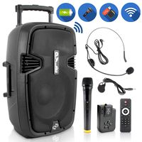 Wireless Portable PA Speaker System - Compatible with Bluetooth, Active Loudspeaker, 1000 Watt Powered 2-Way Waterproof Amplifier, 12" Subwoofer, Tweeter, RCA, XLR, Mic In for Dj & Party - PPHP1241WMU