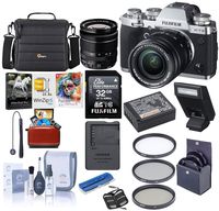 Fujifilm X-T3 26.1MP Mirrorless Camera with XF 18-55mm f/2.8-4 R LM OIS Lens, Silver - Bundle with Case, 32GB SDHC Card, 58mm Filter Kit, Cleaning Kit, Memory Wallet, Card Reader, Mac Software Pack