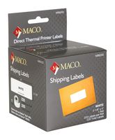 MACO Direct Thermal Printer White Shipping Labels, 2-1/8 x 4 Inches, 220 Per Roll, 1 Roll (M86202)