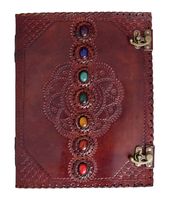 Pearl Leather Seven Stone Chakra Book of Shadows College Book Poetry Notebook Office Diary Book Sketch Book 10 x 13 Inches