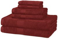 AmazonBasics 6-Piece Fade-Resistant Bath Towel Set - Crimson Red