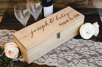 Personalized Engraved Wine Box - First Names and Vintage, Custom Text