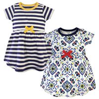 Touched by Nature Girls, Toddler, and Baby Organic Cotton Short-Sleeve Dresses, Pottery Tile, 5 Toddler