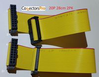 PC Accessories - Connectors Pro 20P 1.27mm 0.5" Pitch Yellow Flat Ribbon Cable with 2.54mm FC 20 Pins 2x10 Female to Female Connector (20P-28cm-2PK)