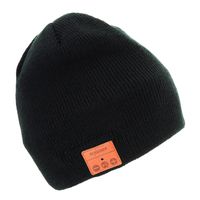 Tenergy Wireless Bluetooth Beanie Hat with Detachable Stereo Speakers & Microphone, Fleece-Lined Unisex Music Beanie for Outdoor Sports, Basic Knit (Black)