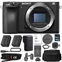 Sony Alpha a6500 Mirrorless Digital Camera (Body Only) with Sony NP-FW50 Battery, Spare FW50 Battery, 64gb SDXC 1200x Card, Card Reader, Carrying case, AC Adapter Bundle Kit - International Version