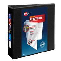 Avery Heavy Duty View 3 Ring Binder, 3" One Touch EZD Ring, Holds 8.5" x 11" Paper, 4 Black Binders (79693)