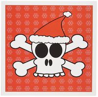 3dRose Skull and Crossbones Red Santa Hat Snowflakes Greeting Cards, Set of 6 (gc_6363_1)