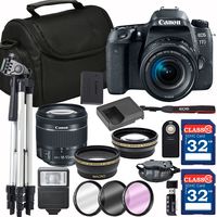 Canon EOS 77D Digital SLR Camera + 18-55mm STM + SD Card Reader + 64GB Memory + Remote + Accessory Bundle - International Version