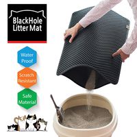 Blackhole Litter Mat - Moonshuttle Rectangular Cat Litter Mat, 30 X 23-Inch, Dark Gray