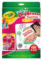 Crayola Washable Dry-Erase Travel Pack, Fold & Go Travel Set Art Gift for Kids & Toddlers 3 & Up, Portable All-In-One Dry Erase Set with Trifold Folio, Markers, E-Z Erase Cloth & Repositionable Clings