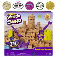 Kinetic Sand Beach Sand Kingdom Playset with 3lbs of Beach Sand, for Ages 3 and Up