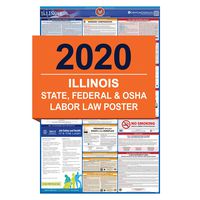 IL Labor Law Poster, 2020 Edition - State, Federal and OSHA Compliant Laminated Poster (Illinois, English)