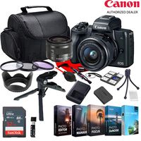 Canon EOS M50 EF-M 15-45mm STM Zoom Lens KIT W/Photo Editing Software + Accessory Bundle
