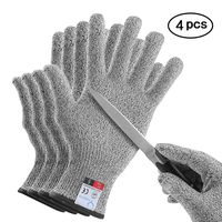 YINENN 2 Pairs (4 Gloves) Cut Resistant Gloves Food Grade Level 5 Hand Protection,Kitchen Cut Gloves for Oyster Shucking,Fish Fillet Processing,Mandolin Slicing,Meat Cutting,Wood Carving-(Large)