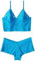 Escante Women's Lace Cami Set, Ocean Blue, Medium