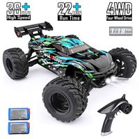 HAIBOXING RC Cars Hailstorm, 36+KM/H High Speed 4WD 1:18 Scale Electric Waterproof Truggy Remote Control Off Road Monster Truck with Two Rechargeable Batteries, RTR ALL Terrain Toys for Kids and Adult