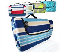 XXLarge Premium 3-Layer Most Durable Outdoor Blanket/Picnic Blanket - Waterproof with Cozy Polar Fleece Top| 80"x72" Light Weight | Portable & Easy to fold|Perfect for Camping and Beach (Blue Stripe)